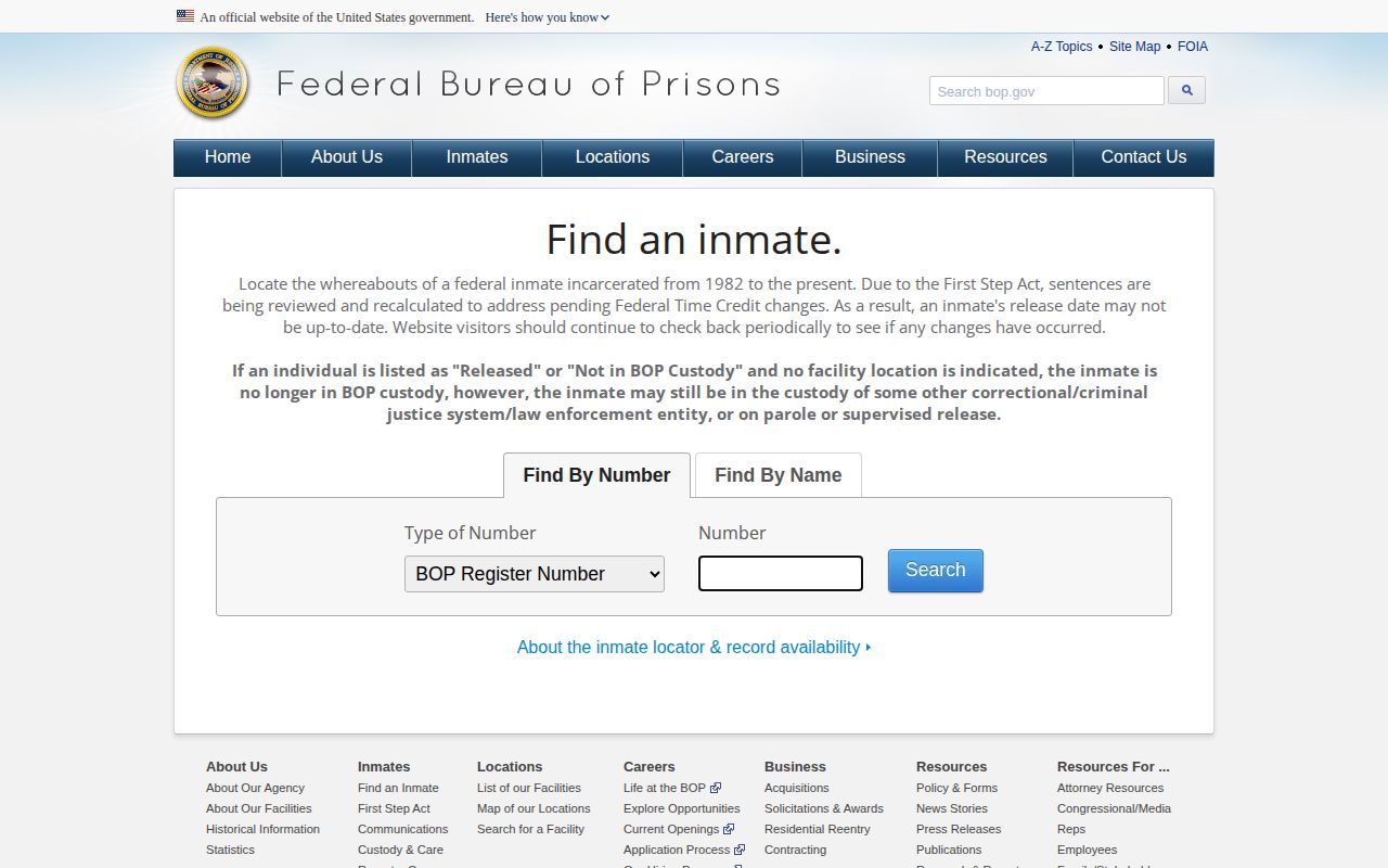 Federal Bureau of Prisons release search for a Pike County linked person