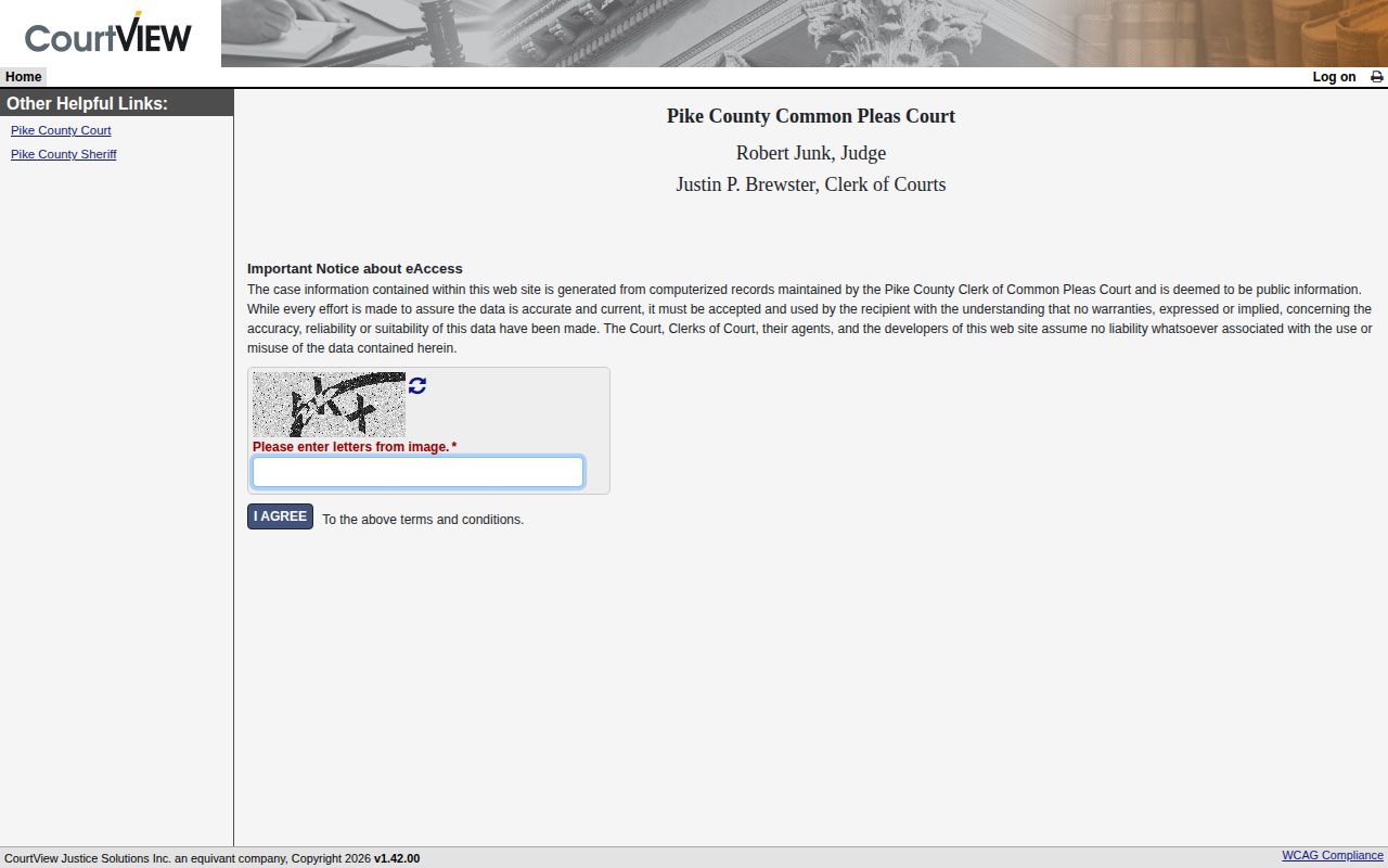 Pike County Common Pleas portal used to verify 72-hour release orders